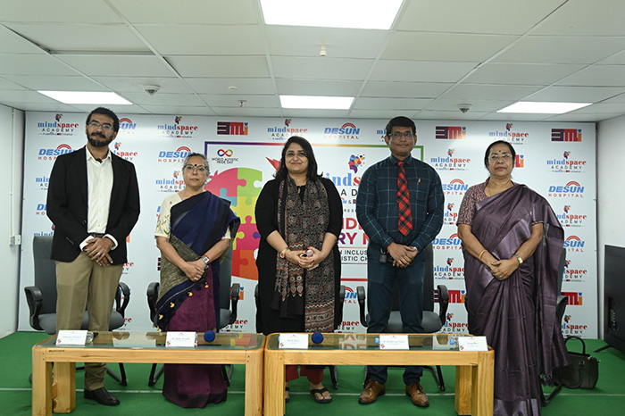 L-R: Mr Abhyuday Shankar, Operations Director, BMI, Dr Smita Awasthi, founder of BMI, Ms Shaoli Dutta, Group Director, Desun Hospital, Dr Bichitrovanu Sarkar, HoD, PAediagtriocs & Paediatric Critical Care, and Ms Gouri Dey, Director, Desun Health City Foundationon Tuesday at the launch of Mindspace Academy, a joint initiative of Desun Hospital & BMI (Behavior Momentum India), the organization that pioneered ABA (Applied Behaviour Analysis) in India, the global gold standard for autism therapy, on the eve of Autism Pride Day 2025